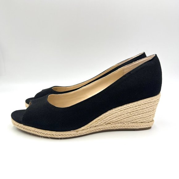 Bandolino Womens Size 8.5 Nuri Black‎ Canvas Espadrilles Wedges Shoes - Picture 6 of 15